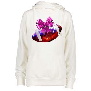 Cute Disco Ball Football Coquette Ribbon Style Womens Funnel Neck Pullover Hood