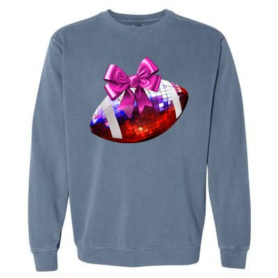 Cute Disco Ball Football Coquette Ribbon Style Garment-Dyed Sweatshirt