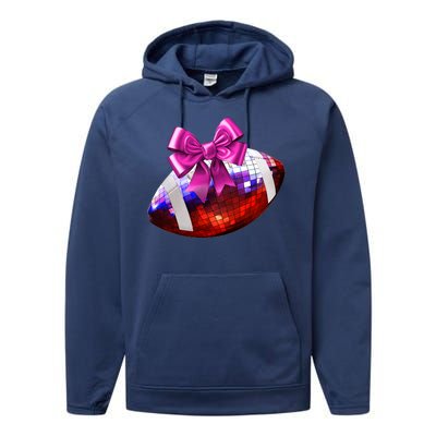 Cute Disco Ball Football Coquette Ribbon Style Performance Fleece Hoodie