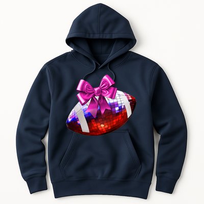 Cute Disco Ball Football Coquette Ribbon Style Hoodie