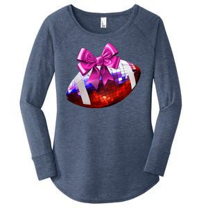 Cute Disco Ball Football Coquette Ribbon Style Women's Perfect Tri Tunic Long Sleeve Shirt