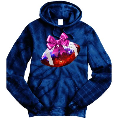 Cute Disco Ball Football Coquette Ribbon Style Tie Dye Hoodie