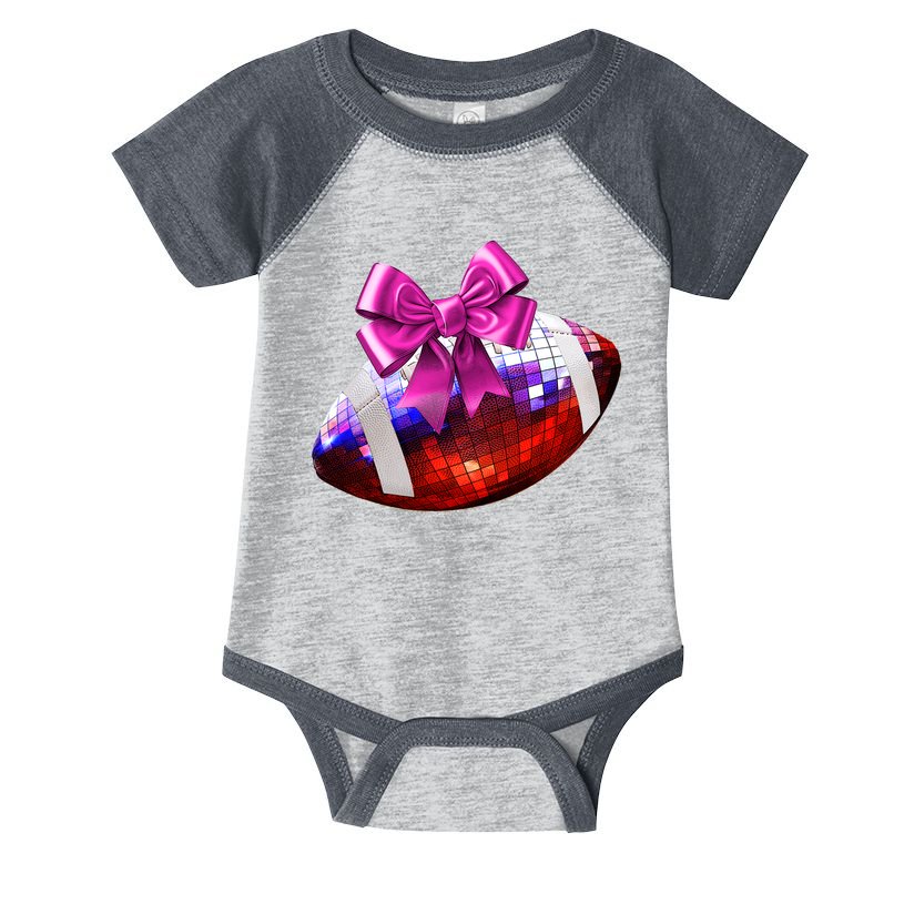 Cute Disco Ball Football Coquette Ribbon Style Infant Baby Jersey Bodysuit