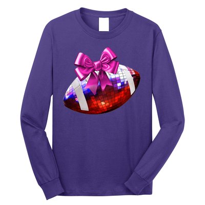 Cute Disco Ball Football Coquette Ribbon Style Long Sleeve Shirt