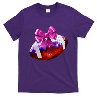 Cute Disco Ball Football Coquette Ribbon Style T-Shirt