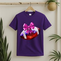 Cute Disco Ball Football Coquette Ribbon Style T-Shirt