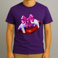 Cute Disco Ball Football Coquette Ribbon Style T-Shirt