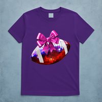 Cute Disco Ball Football Coquette Ribbon Style T-Shirt
