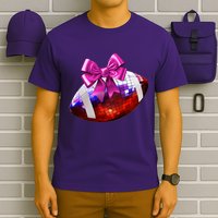 Cute Disco Ball Football Coquette Ribbon Style T-Shirt