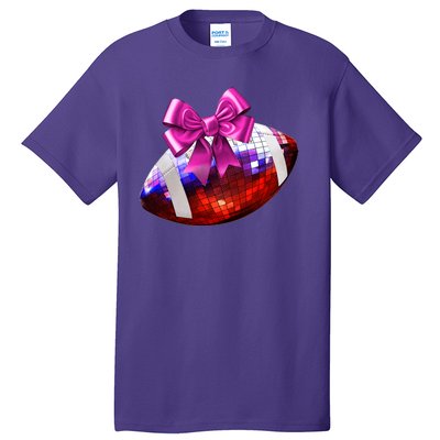 Cute Disco Ball Football Coquette Ribbon Style Tall T-Shirt