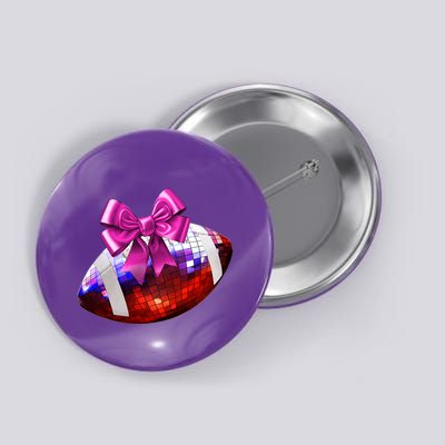 Cute Disco Ball Football Coquette Ribbon Style Button