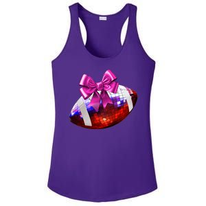 Cute Disco Ball Football Coquette Ribbon Style Ladies PosiCharge Competitor Racerback Tank