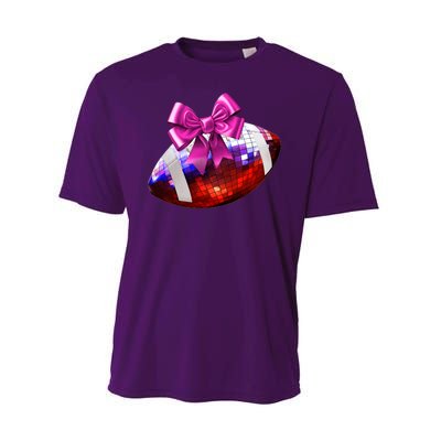 Cute Disco Ball Football Coquette Ribbon Style Performance Sprint T-Shirt