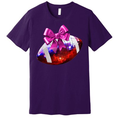 Cute Disco Ball Football Coquette Ribbon Style Premium T-Shirt