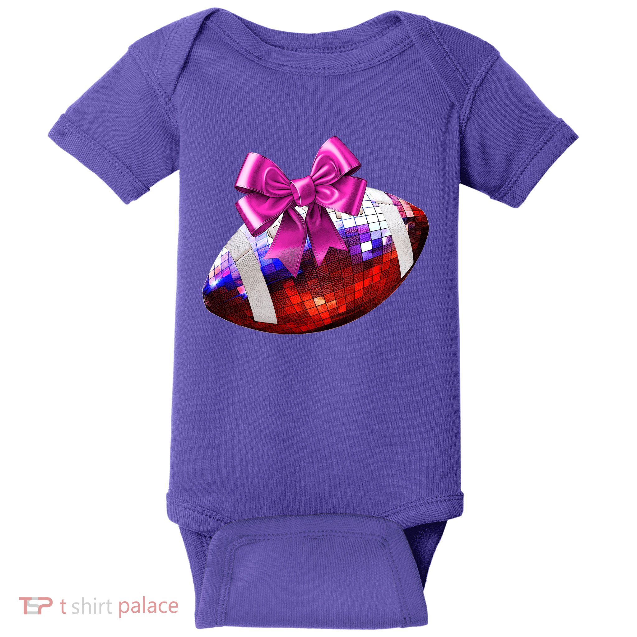Cute Disco Ball Football Coquette Ribbon Style Baby Bodysuit