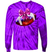 Cute Disco Ball Football Coquette Ribbon Style Tie-Dye Long Sleeve Shirt