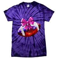 Cute Disco Ball Football Coquette Ribbon Style Tie-Dye T-Shirt