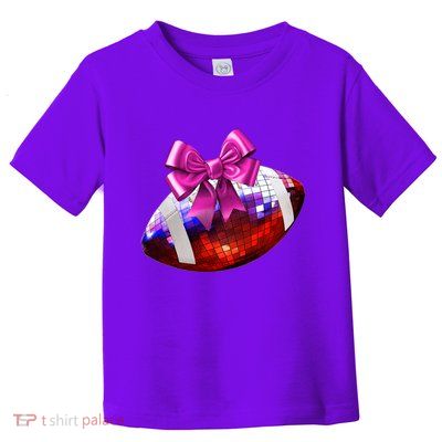 Cute Disco Ball Football Coquette Ribbon Style Toddler T-Shirt
