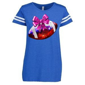 Cute Disco Ball Football Coquette Ribbon Style Enza Ladies Jersey Football T-Shirt