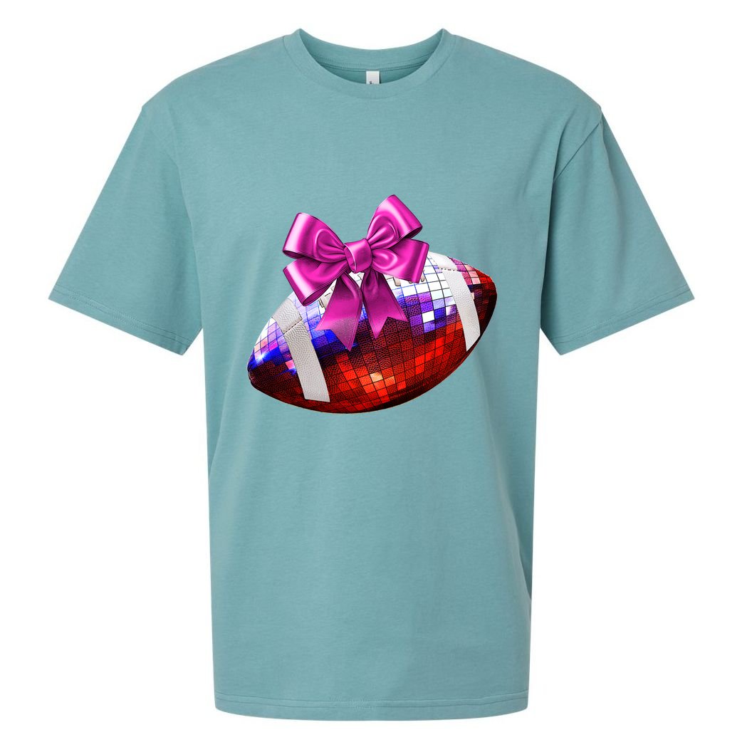 Cute Disco Ball Football Coquette Ribbon Style Sueded Cloud Jersey T-Shirt
