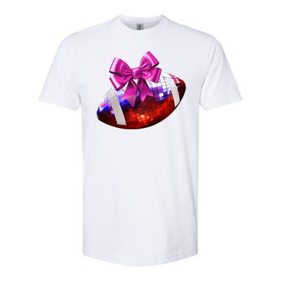 Cute Disco Ball Football Coquette Ribbon Style Softstyle® CVC T-Shirt