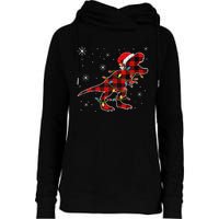 Christmas Dinosaur Buffalo Plaid Tree Light Trex Pajama Womens Funnel Neck Pullover Hood