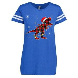 Christmas Dinosaur Buffalo Plaid Tree Light Trex Pajama Enza Ladies Jersey Football T-Shirt