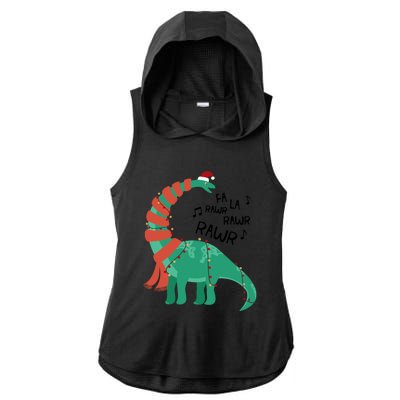 Christmas Dinosaur Brontosaurus Singing Fa Ra Rawr Xmas Gift Ladies PosiCharge Tri-Blend Wicking Draft Hoodie Tank