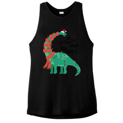 Christmas Dinosaur Brontosaurus Singing Fa Ra Rawr Xmas Gift Ladies PosiCharge Tri-Blend Wicking Tank