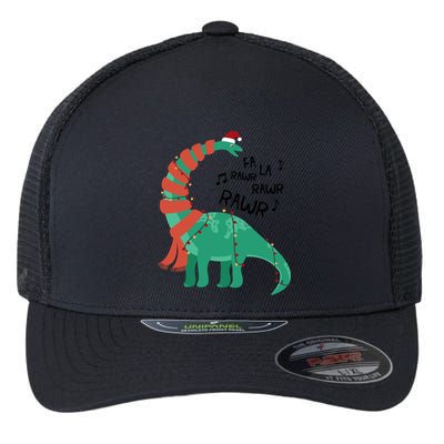 Christmas Dinosaur Brontosaurus Singing Fa Ra Rawr Xmas Gift Flexfit Unipanel Trucker Cap