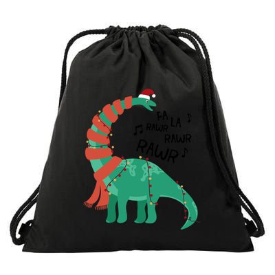 Christmas Dinosaur Brontosaurus Singing Fa Ra Rawr Xmas Gift Drawstring Bag
