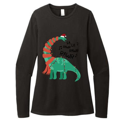 Christmas Dinosaur Brontosaurus Singing Fa Ra Rawr Xmas Gift Womens CVC Long Sleeve Shirt