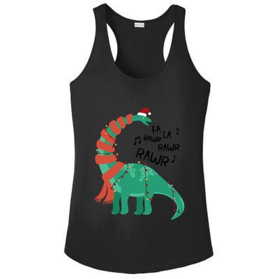 Christmas Dinosaur Brontosaurus Singing Fa Ra Rawr Xmas Gift Ladies PosiCharge Competitor Racerback Tank