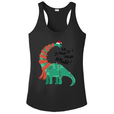 Christmas Dinosaur Brontosaurus Singing Fa Ra Rawr Xmas Gift Ladies PosiCharge Competitor Racerback Tank