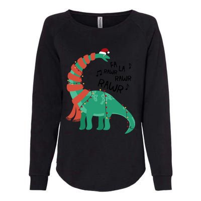 Christmas Dinosaur Brontosaurus Singing Fa Ra Rawr Xmas Gift Womens California Wash Sweatshirt