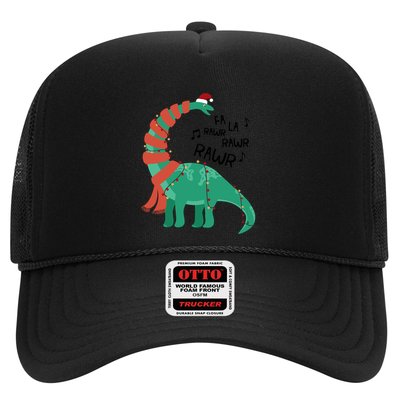 Christmas Dinosaur Brontosaurus Singing Fa Ra Rawr Xmas Gift Trucker Hat