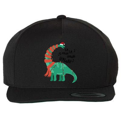 Christmas Dinosaur Brontosaurus Singing Fa Ra Rawr Xmas Gift Wool Snapback Cap