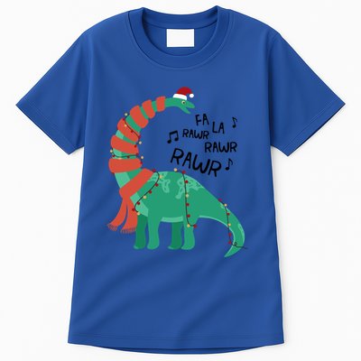 Christmas Dinosaur Brontosaurus Singing Fa Ra Rawr Xmas Gift Tall T-Shirt