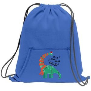 Christmas Dinosaur Brontosaurus Singing Fa Ra Rawr Xmas Gift Sweatshirt Cinch Pack Bag