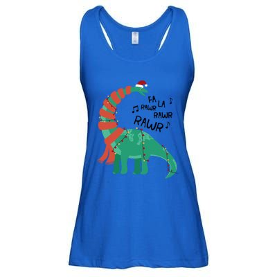 Christmas Dinosaur Brontosaurus Singing Fa Ra Rawr Xmas Gift Ladies Essential Flowy Tank