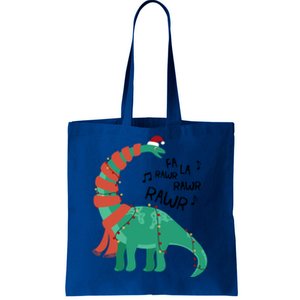 Christmas Dinosaur Brontosaurus Singing Fa Ra Rawr Xmas Gift Tote Bag