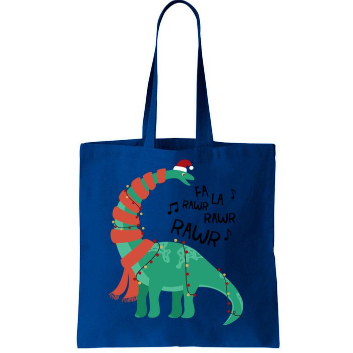 Christmas Dinosaur Brontosaurus Singing Fa Ra Rawr Xmas Gift Tote Bag