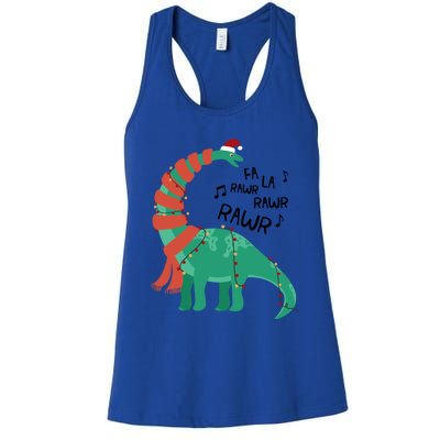 Christmas Dinosaur Brontosaurus Singing Fa Ra Rawr Xmas Gift Women's Racerback Tank