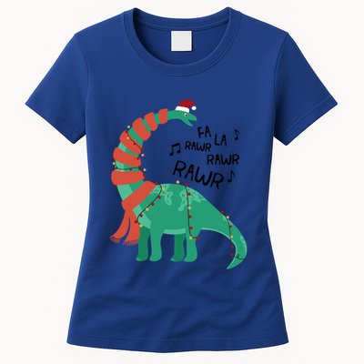 Christmas Dinosaur Brontosaurus Singing Fa Ra Rawr Xmas Gift Womens T-Shirt