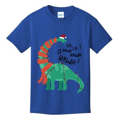 Christmas Dinosaur Brontosaurus Singing Fa Ra Rawr Xmas Gift Kids T-Shirt