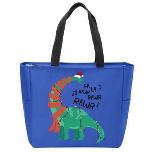 Christmas Dinosaur Brontosaurus Singing Fa Ra Rawr Xmas Gift Zip Tote Bag