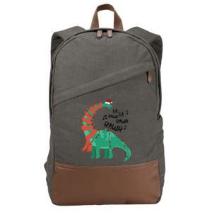 Christmas Dinosaur Brontosaurus Singing Fa Ra Rawr Xmas Gift Cotton Canvas Backpack