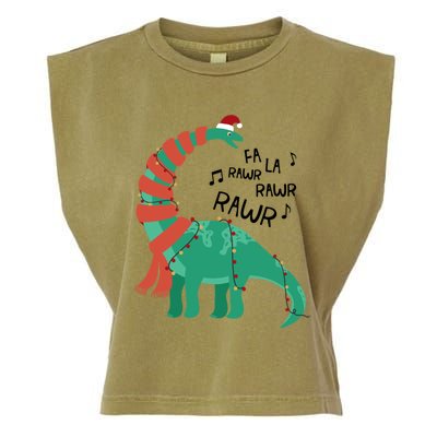 Christmas Dinosaur Brontosaurus Singing Fa Ra Rawr Xmas Gift Garment-Dyed Women's Muscle Tee