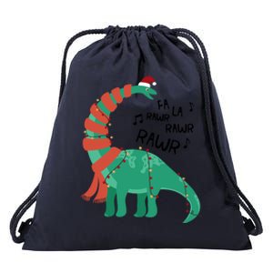 Christmas Dinosaur Brontosaurus Singing Fa Ra Rawr Xmas Gift Drawstring Bag