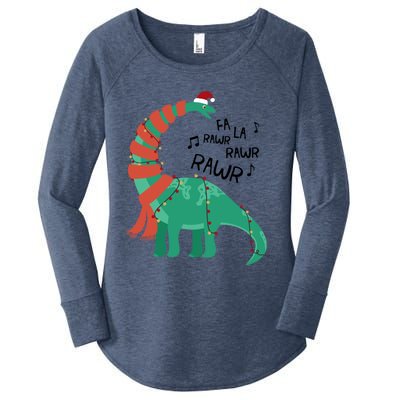 Christmas Dinosaur Brontosaurus Singing Fa Ra Rawr Xmas Gift Women's Perfect Tri Tunic Long Sleeve Shirt